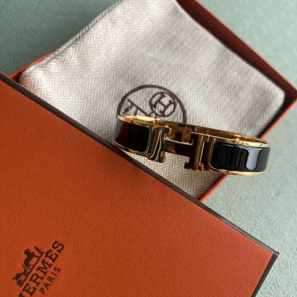 clic clac H bracelet Gold Black Small - Picture 6 of 8